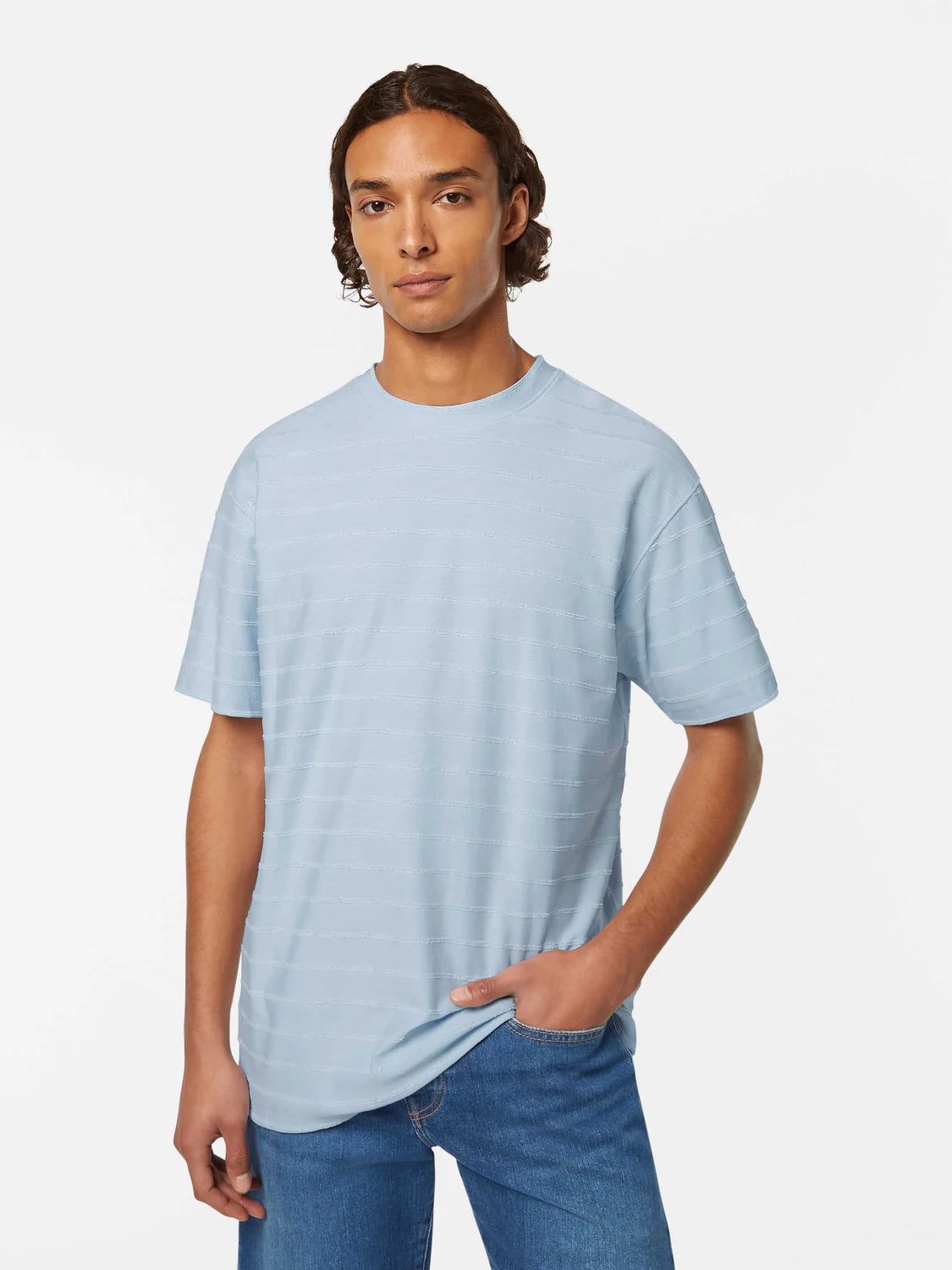 SCOTCH & SODA Men's Relaxed Fit Striped Towel T-Shirt - Soft & Breathable for Summer Casual Wear