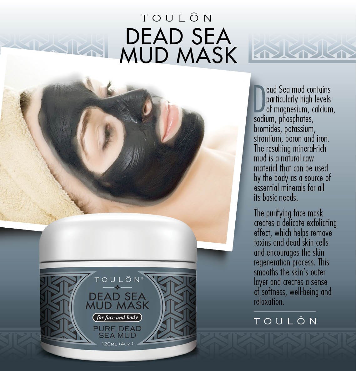 TOULON Best Dead Sea Mud Mask - Exfoliating Facial Mask with Minerals, Blackhead & Acne Treatment for Sensitive Skin | Deep Cleansing Black Mud Mask for Men, Women & Kids | Spa Day & At-Home Skincare