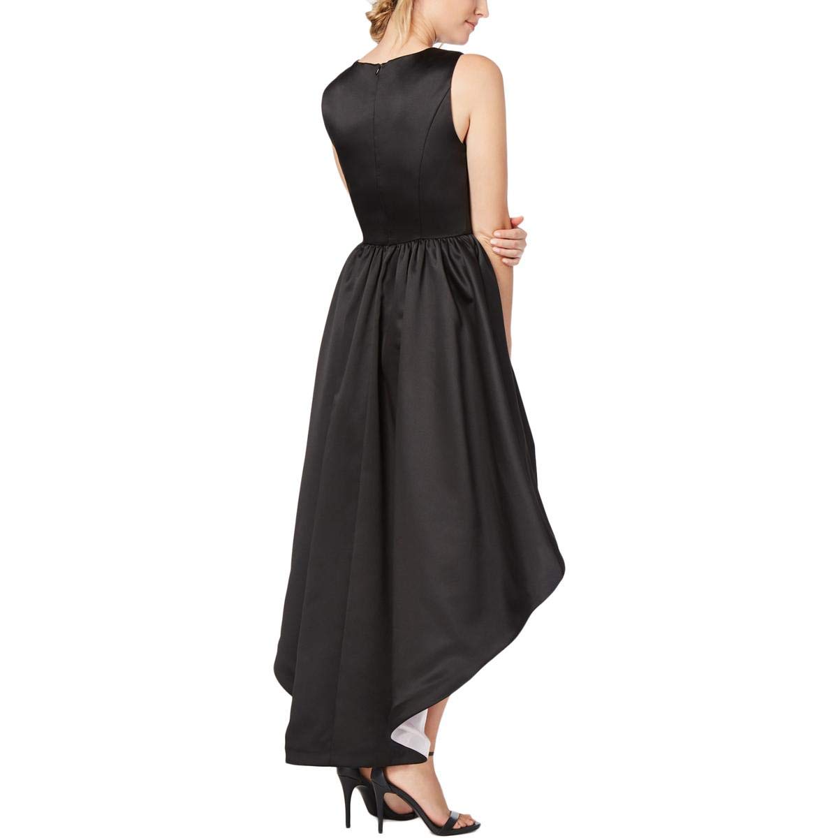 Betsy & Adam Women's Contrast High-Low Gown Dress - Size 6, Black & Pink - Perfect for Prom, Evening Parties & Special Occasions