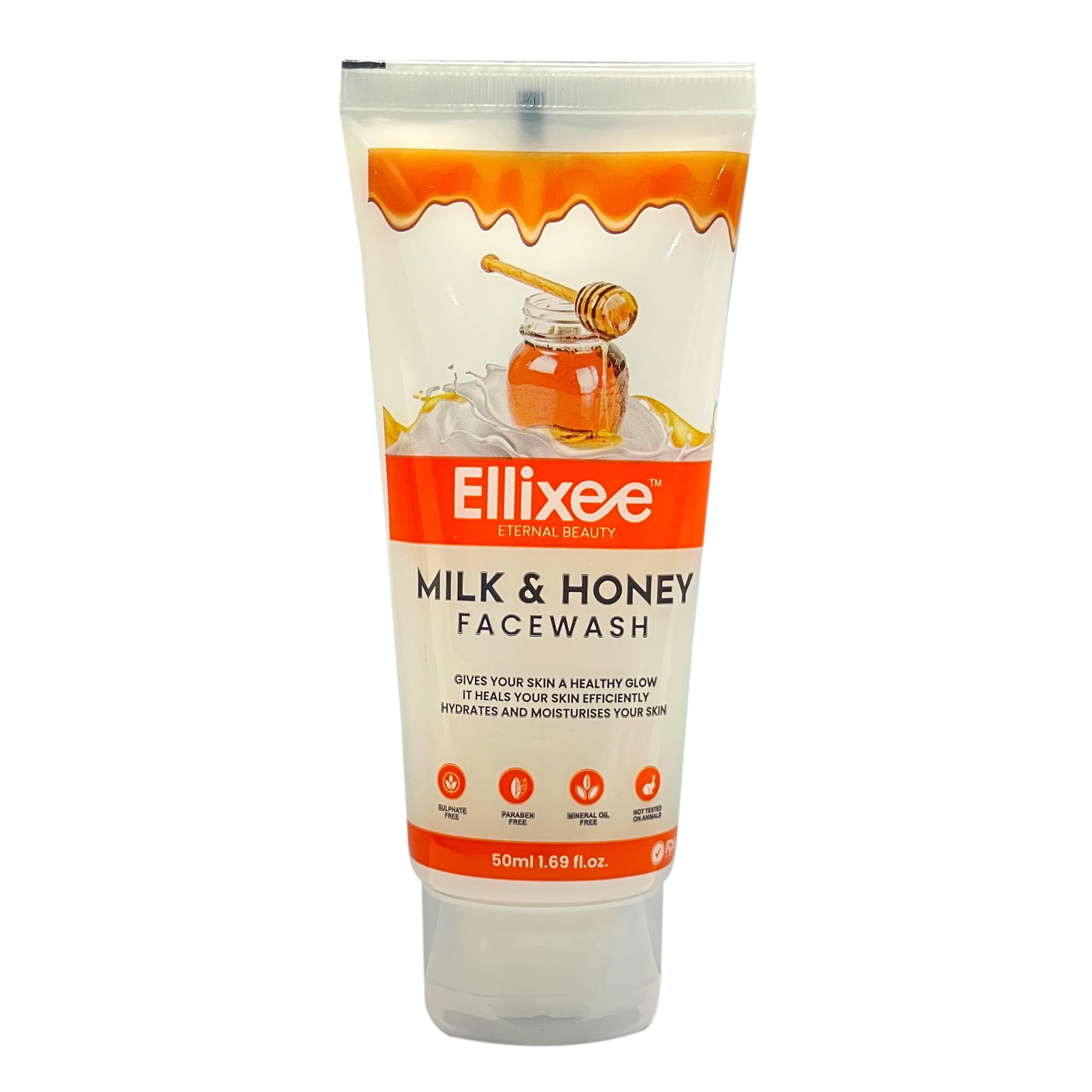 Ellixee Milk Honey Face Wash for Men & Women - 50ml | Gentle Cleansing for Dry & Sensitive Skin | Daily Skincare Routine | Perfect for Morning & Night Use
