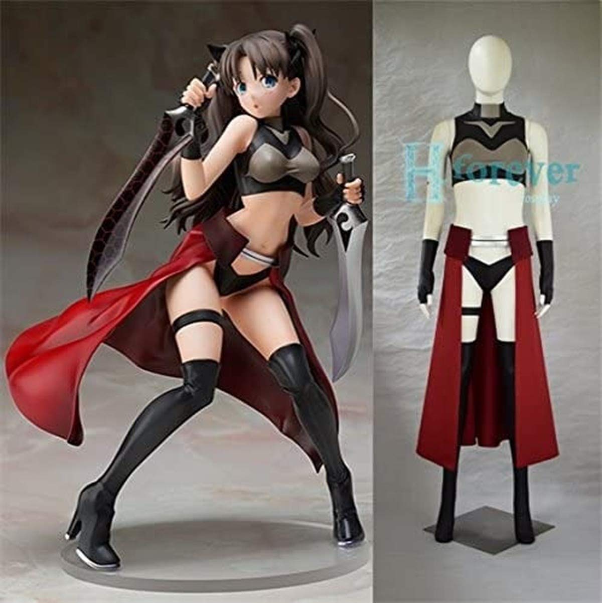 Fate Stay Night Tohsaka Rin Cosplay Costume Full Set - Anime Halloween Outfit, Bodysuit & Tights for Conventions, Cosplay Events & Themed Parties