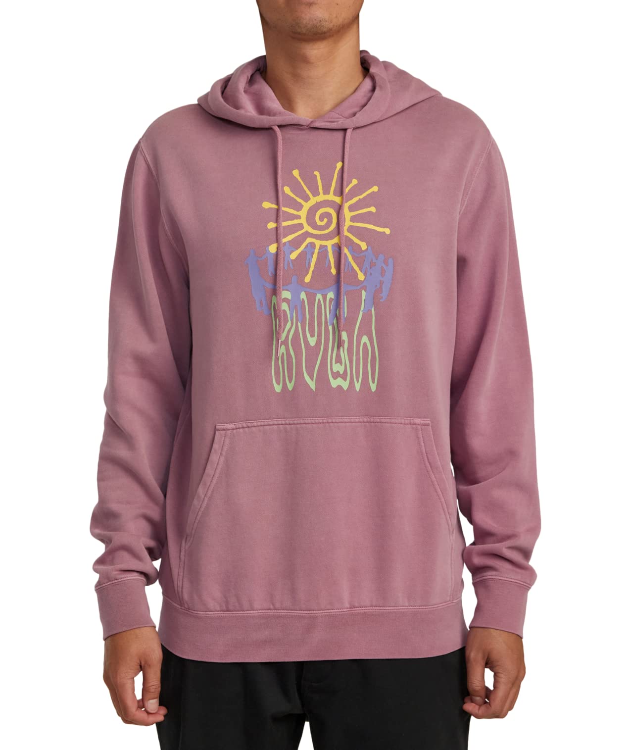 RVCA Men's Pigment Dye Hooded Pullover Fleece Sweatshirt | Soft & Comfortable Casual Wear for Outdoor Activities & Street Style