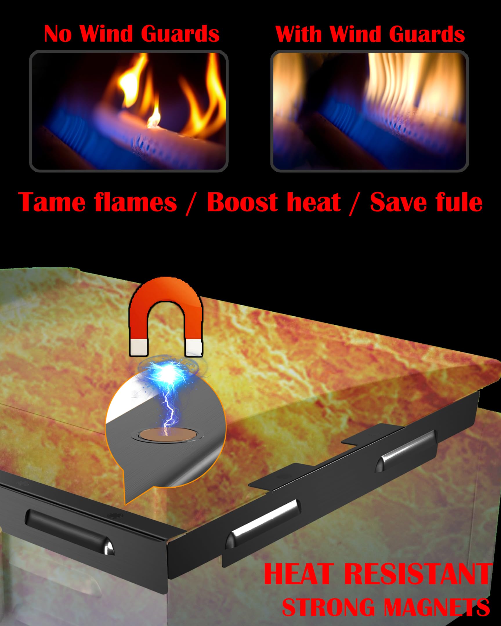Upgraded Magnetic Wind Guards for Blackstone 22'' Griddle - Stainless Steel Flame Protector & Heat Retention Accessories - Fits Blackstone Grill - Saves Gas - Perfect for Outdoor Cooking, Camping & Backyard BBQs