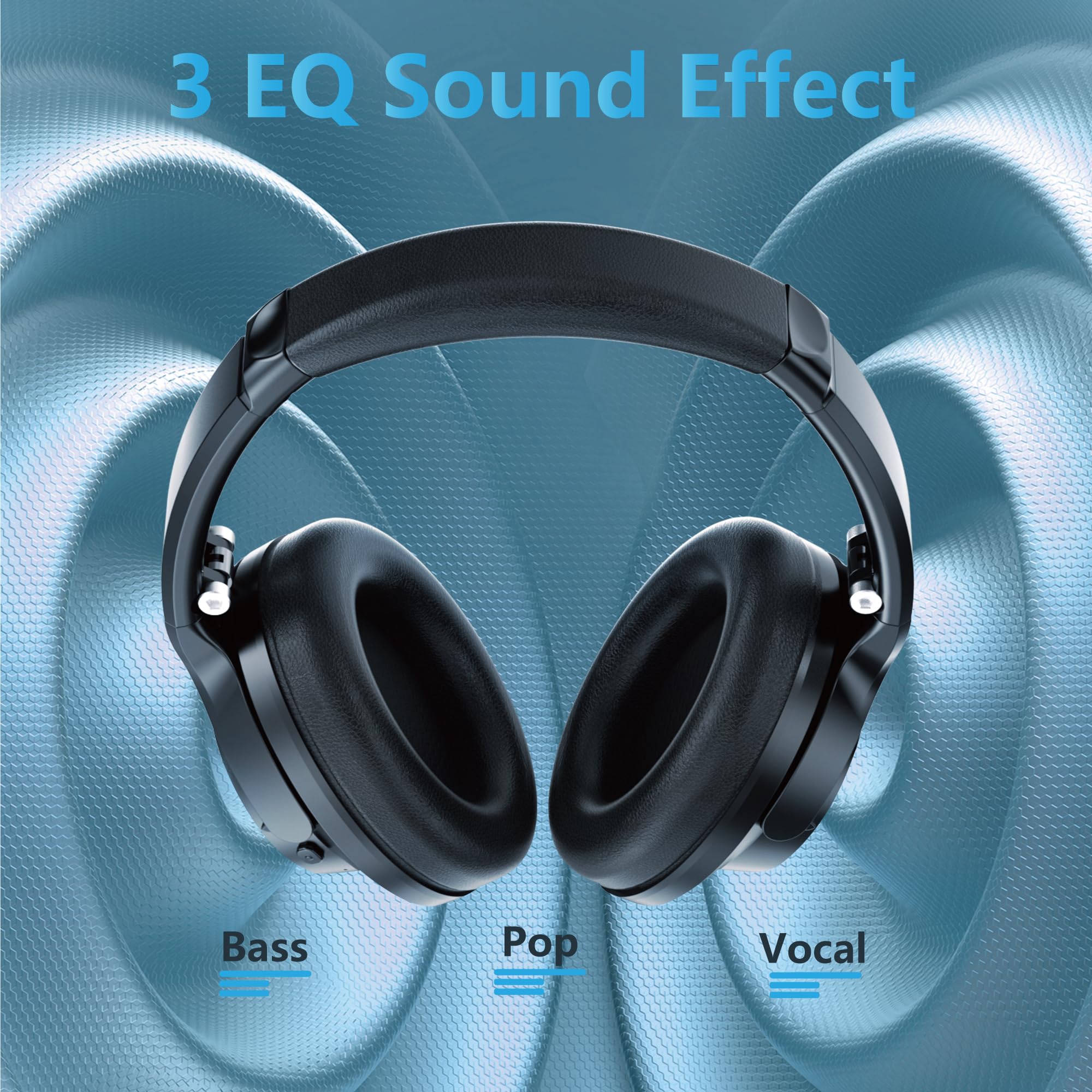 Wireless Over-Ear Headphones with Bluetooth 5.1, 70H Playtime & 3 EQ Modes, Built-in Mic, Foldable Lightweight Design for Travel, Office, Gaming & PC Use - Perfect for Commuting, Work Calls & Entertainment