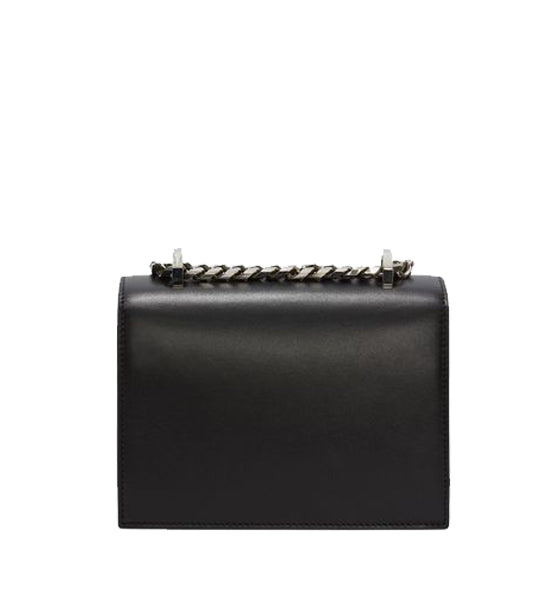 Sparkling Rhinestone Knuckle Satchel - Small Smooth Leather Crossbody Bag in Black & Silver | Perfect for Evening Parties, Date Nights & Special Occasions