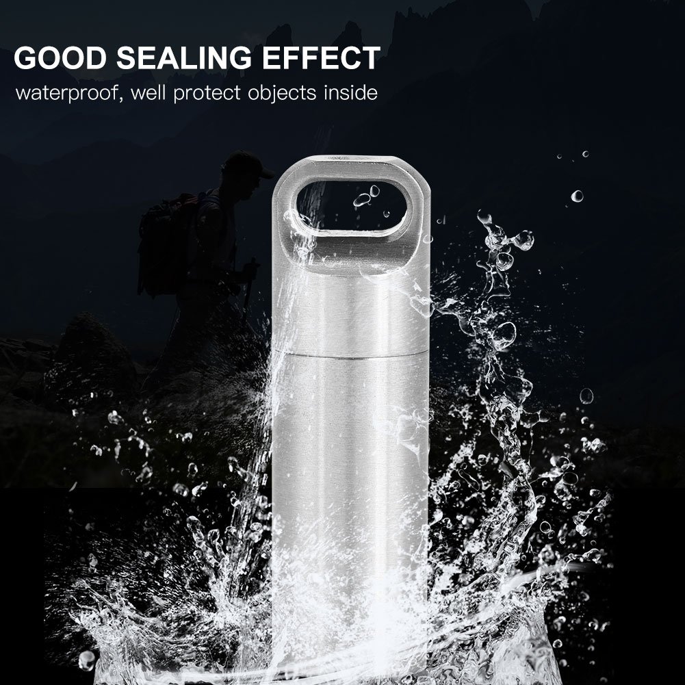 VGEBY Stainless Steel Pill Box Keychain - Waterproof Portable Medicine Container for Travel, Camping & Daily Use - Compact Pill Organizer for Vitamins, Pills & Medication Storage
