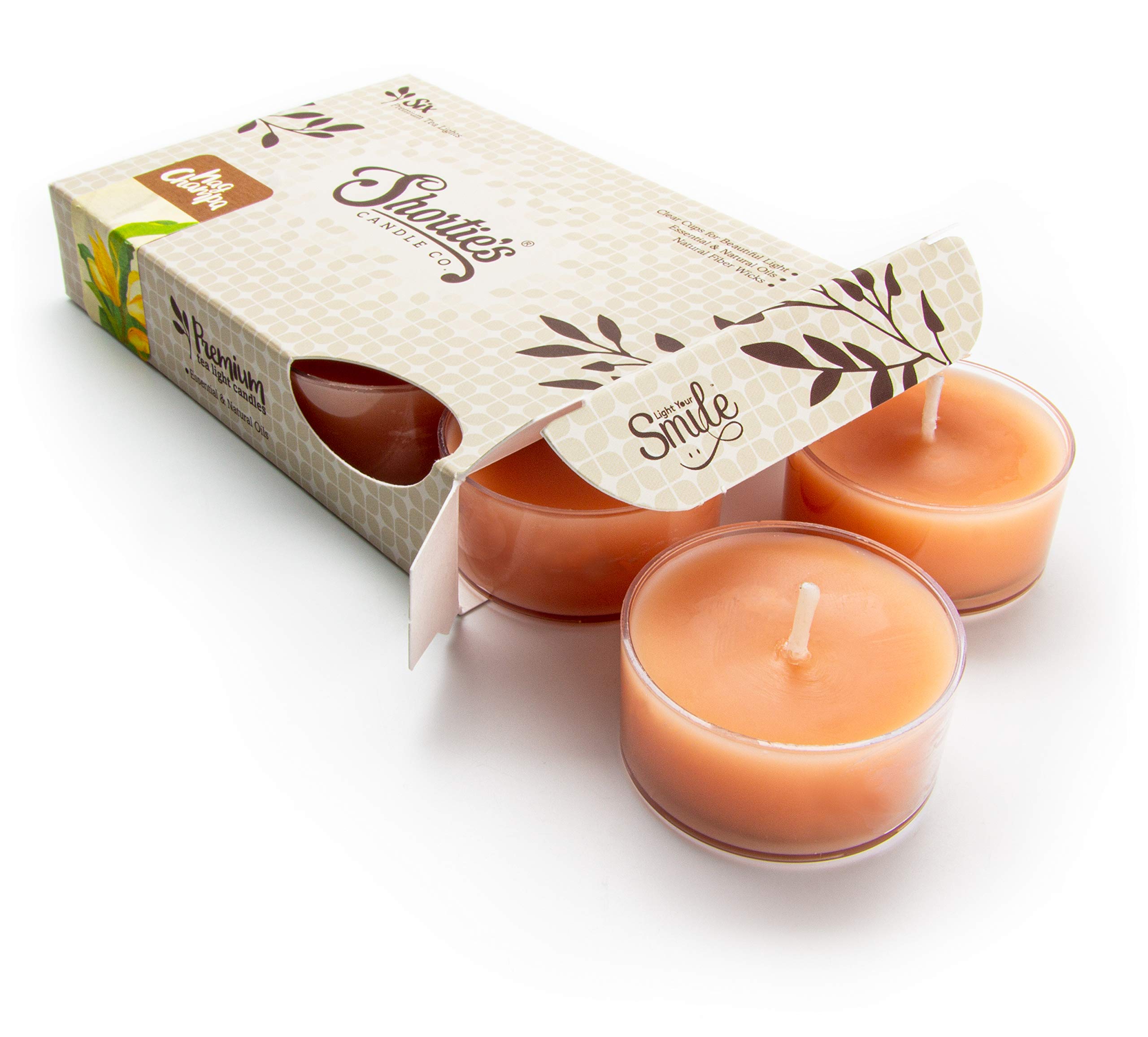 Premium Nag Champa Tealight Candles - Highly Scented with Essential Oils, 6-Pack Brown Tea Lights - Handmade in USA - Incense & Earth Collection - Perfect for Meditation, Yoga & Relaxation