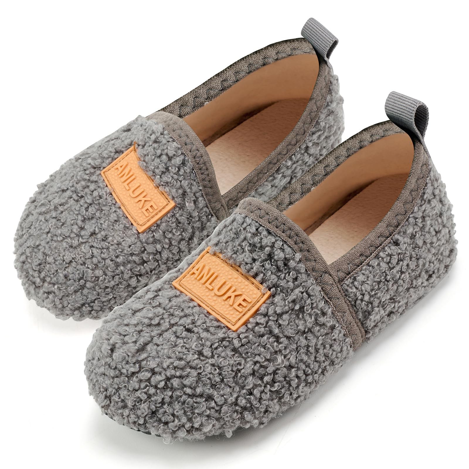 ANLUKE Non-Slip Kids Slippers for Boys & Girls - Soft Indoor House Shoes with Warm Fleece Lining for Toddlers - Perfect for Winter, Home, Preschool & Playtime