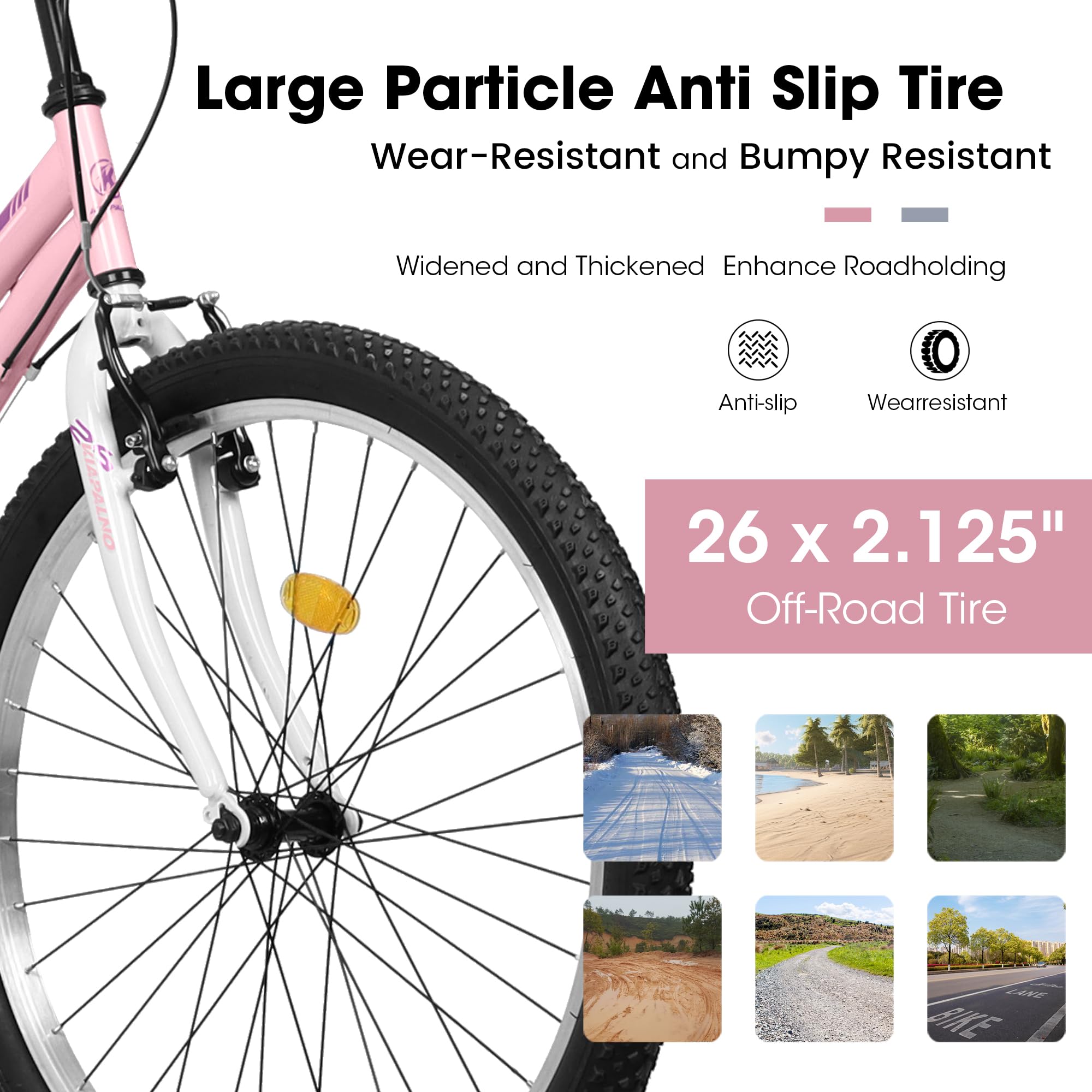 **24/26/27.5 Inch Women's & Girls' Mountain Bike - 21-Speed Commuter Bicycle for Ages 10+ | Perfect for School, Work, City Riding & Snow Trails | Great Birthday & New Year Gift**