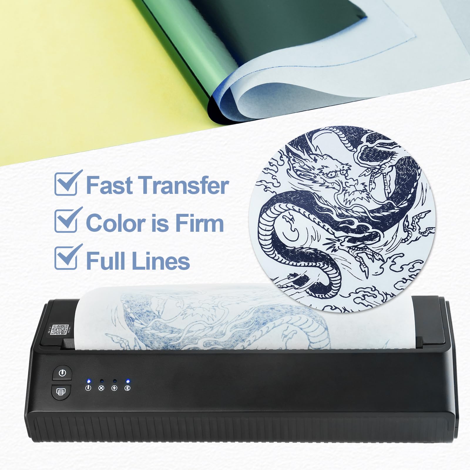INKCHUN 100 Sheets Tattoo Stencil Transfer Paper - A4 Size Thermal Tattoo Paper for Professional Tattoo Artists | Ideal for Tattoo Design Transfer, Permanent Makeup & Body Art Stenciling