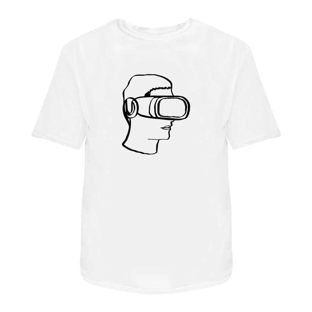 Extra Large Virtual Reality Headset Cotton T-Shirt for Adults - Comfortable White VR Gaming Tee - Perfect for Gaming Enthusiasts & Tech Lovers