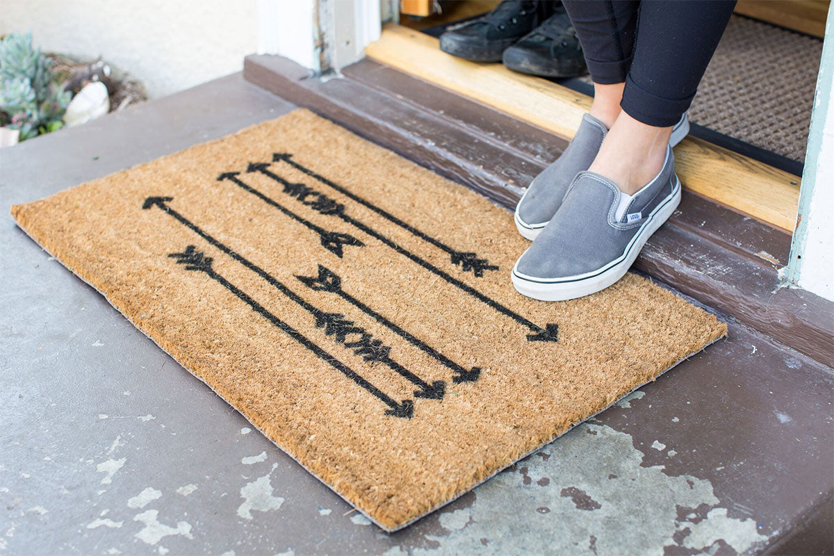 Durable Arrows Vinyl Coir Doormat - Non-Slip, Waterproof & Eco-Friendly Welcome Mat for Indoor/Outdoor Use - Perfect for Front Door, Patio, Deck & Entryway