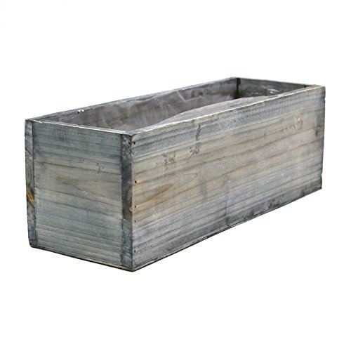 Koyal Wholesale 12x4 Inch Gray Rectangle Wooden Vase - Rustic Home Decor for Centerpieces, Wedding Decor, and Farmhouse Style Living Room