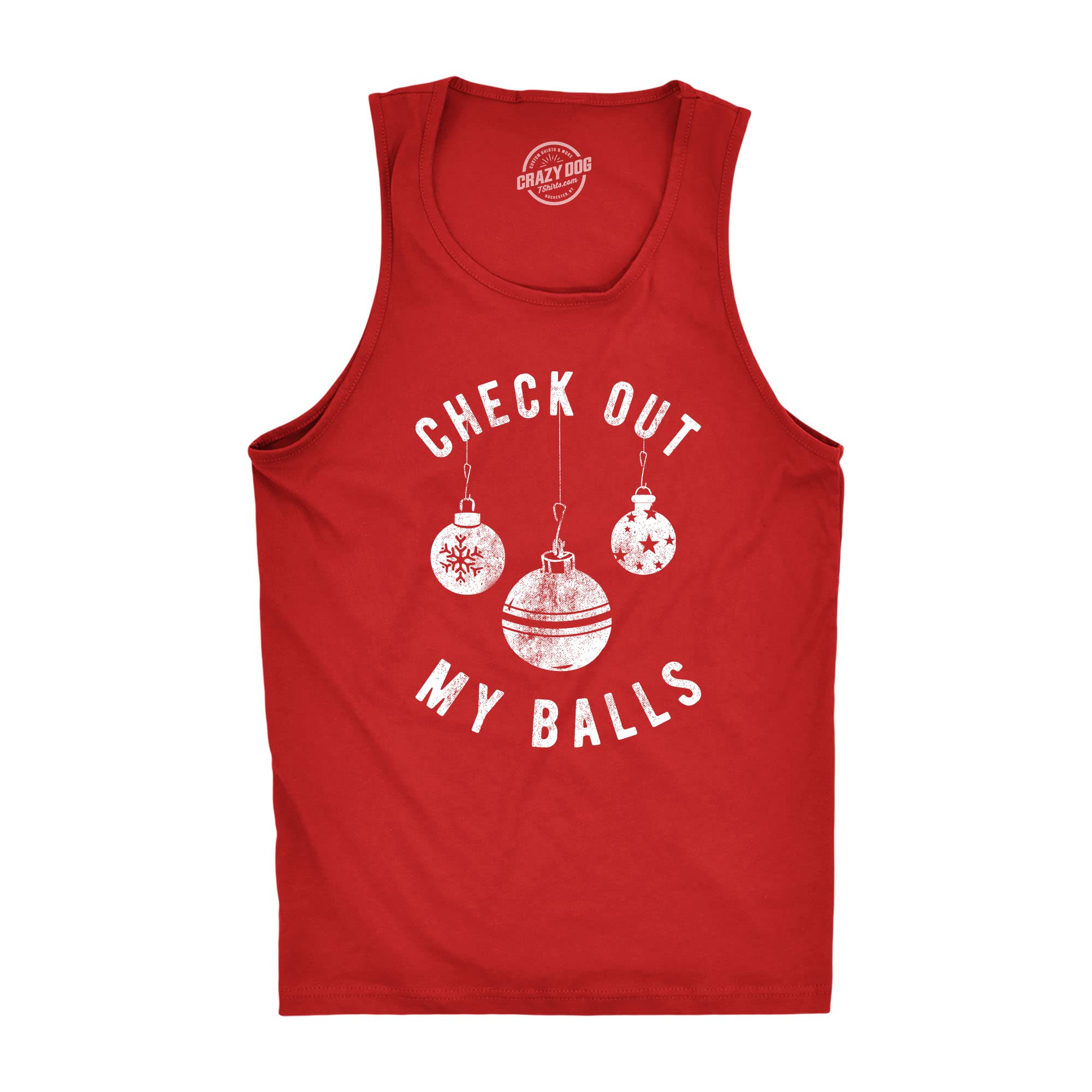 Funny Men's Fitness Tank Top - Check Out My Balls Design | Gym Workout Shirt with Humorous Sexual Innuendo | Perfect for Christmas Gifts, Weightlifting & Bodybuilding