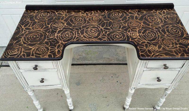 Rockin' Roses Damask Wall Stencil - Reusable DIY Painting Template for Home Decor, Bedroom & Nursery Accent Walls - Perfect for Wall Art, Furniture Upcycling and Craft Projects