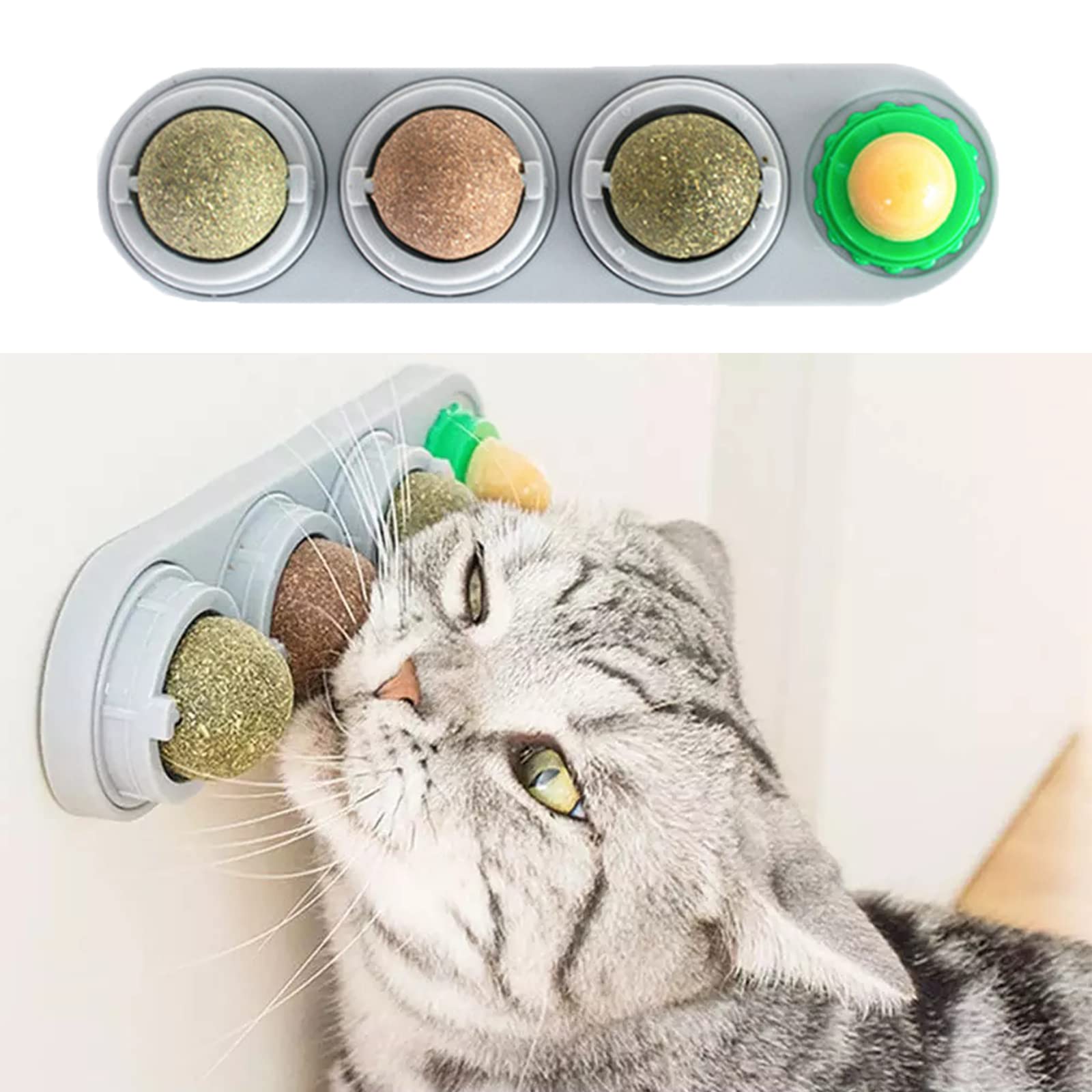 APPLYSU Catnip Wall Toys for Indoor Cats - Detachable Silver-Vine Balls, Edible Kitty Chew Toys for Dental Health & Teeth Cleaning - Safe Kitten Treats for Playtime & Stress Relief - Perfect for Boredom Busters & Interactive Wall Play