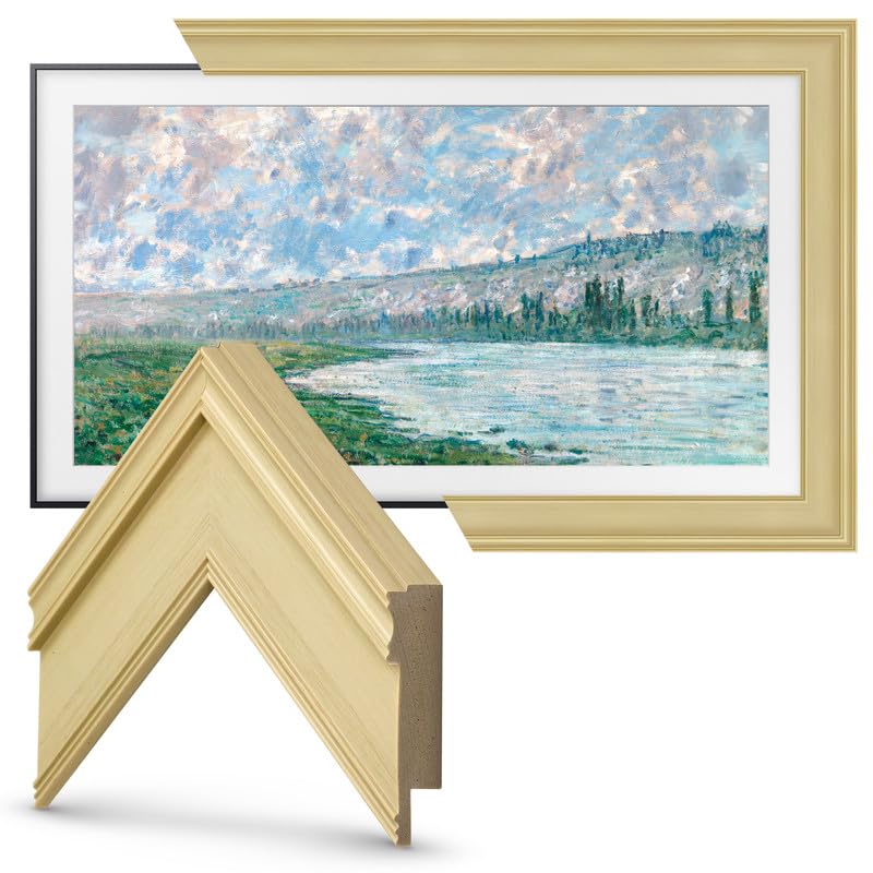 Antique White Smart TV Frame - Compatible with Samsung The Frame TV 32 Inch (2021-2025 Models) | Decorative TV Cover for Living Room & Bedroom