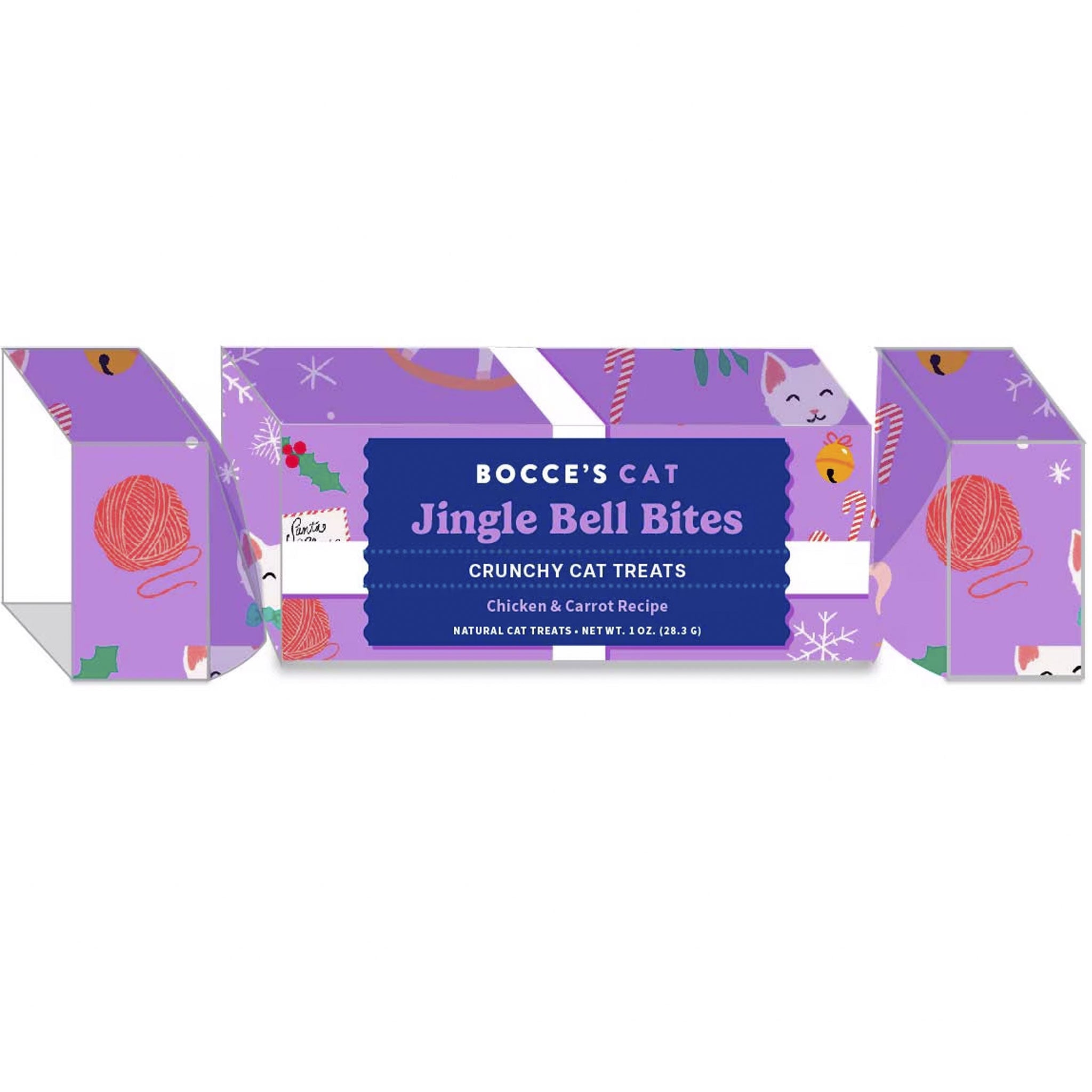 Bocce's Bakery Jingle Bell Bites Chicken & Carrot Cat Treats - Healthy Natural Cat Snacks for Training & Rewards - Perfect for Holidays & Everyday Playtime
