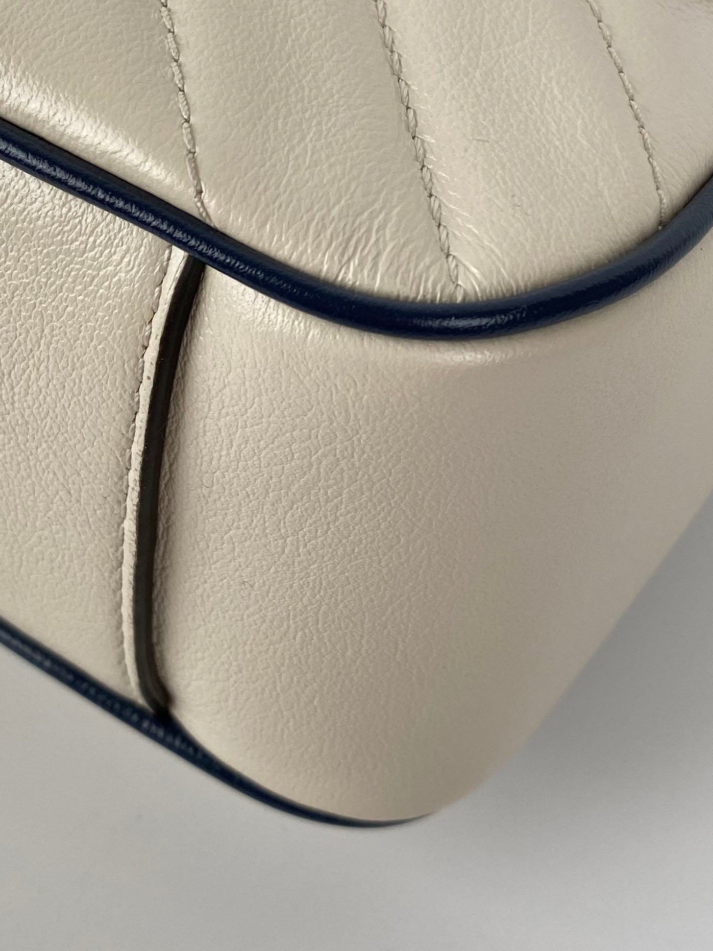 Gucci GG Marmont Torchon Shoulder Bag in White & Blue | Luxury Designer Handbag for Women | Perfect for Date Night, Office & Special Occasions