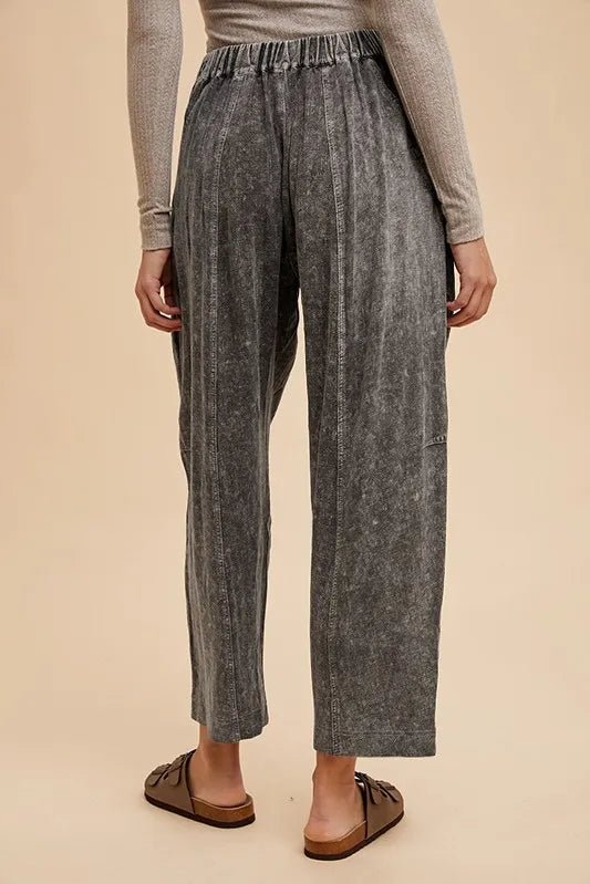 Annie Wear Women's Mineral Washed Stretch Elastic Waist Pants - Comfortable Casual Trousers for Work, Travel & Everyday Wear