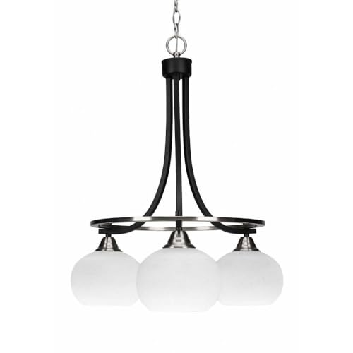 Toltec Lighting Paramount 3-Light Matte Black & Brushed Nickel Chandelier (3413-MBBN-212) - Elegant Dining Room & Entryway Lighting Fixture