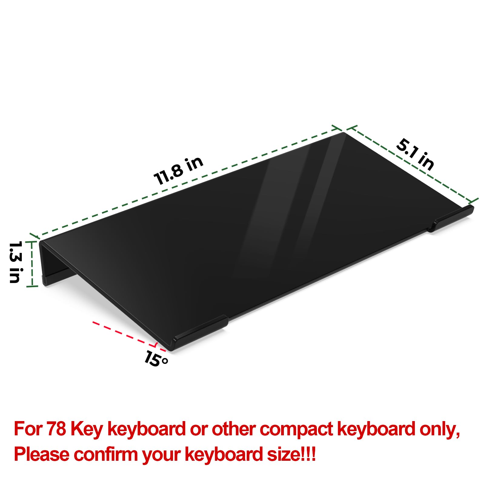 Ergonomic Acrylic Keyboard Stand for Desk - Adjustable Tilt Lift & Stable Holder for Computer Keyboards (Black) - Perfect for Office, Gaming & Home Workspace Setup
