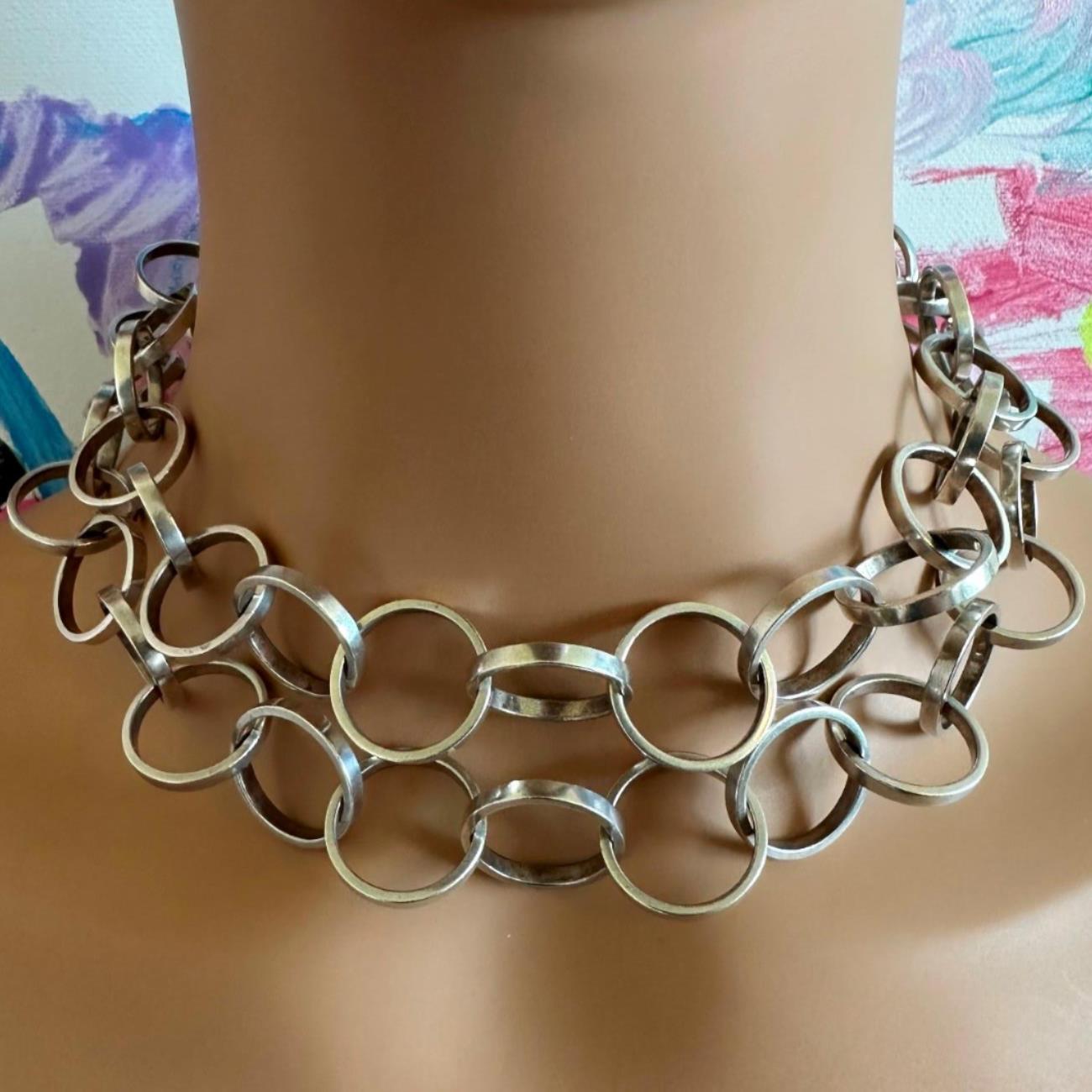 Tiffany & Co Picasso Sterling Silver Circle Link Long 34