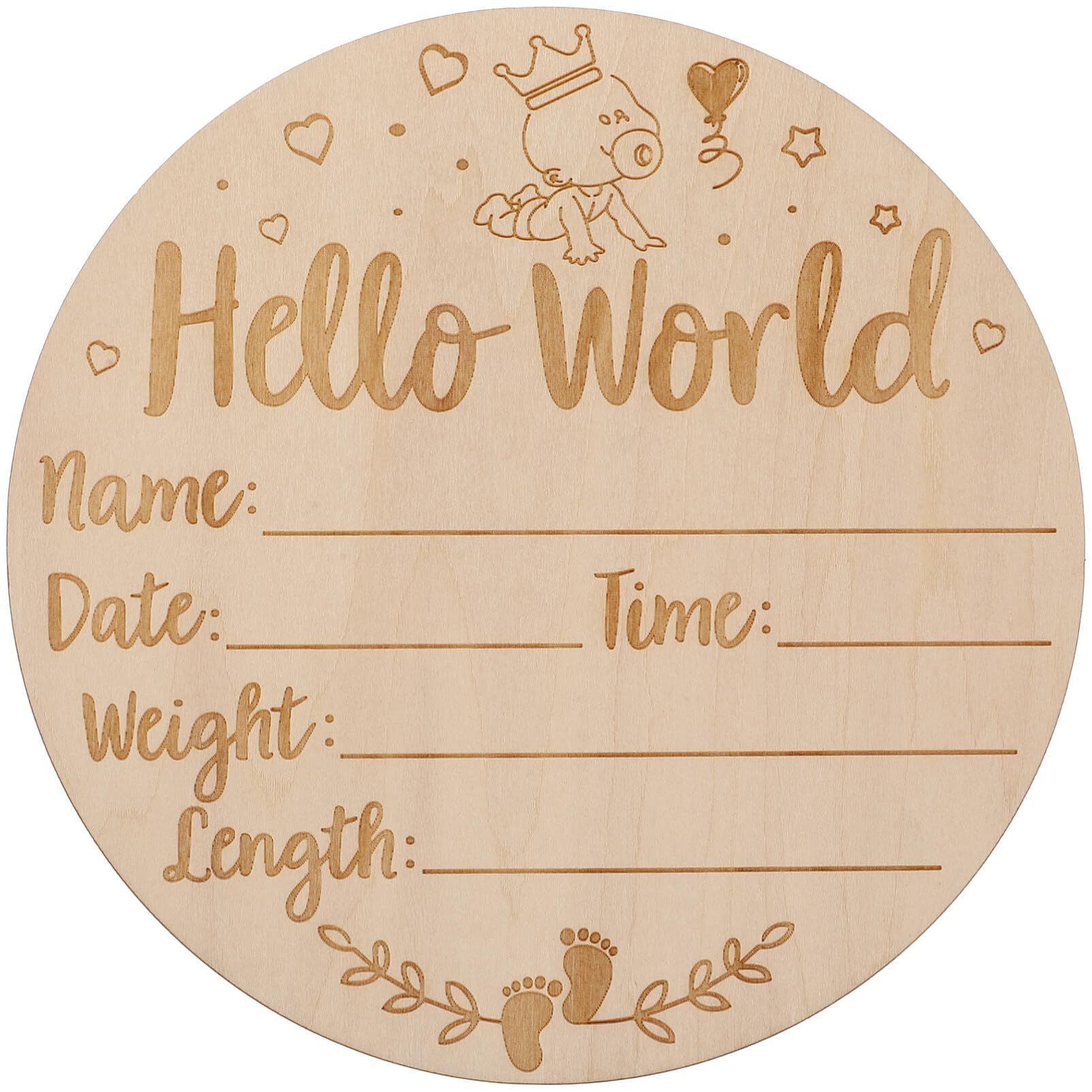 Wooden Baby Announcement Sign - Personalized Newborn Welcome Plaque with Name - Perfect for Birth Announcements, Nursery Decor & Photo Props