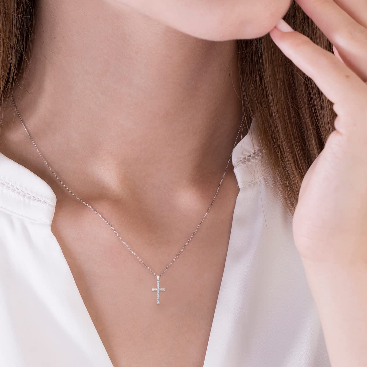 925 Sterling Silver Cross Pendant for Men & Women - Cubic Zirconia Prong Set Christian Jewelry - Catholic Faith Religious Gift for Christmas, Baptism & Daily Wear