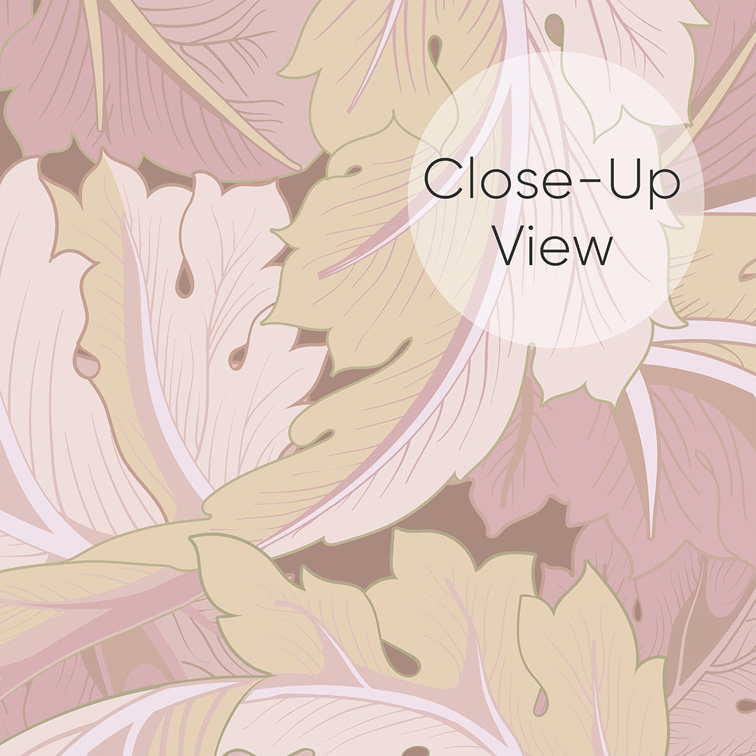 Yellow & Pink Acanthus Morris Wallpaper W121 - Vintage Floral Peel & Stick Wallpaper for Bedroom, Living Room, and Nursery Decor