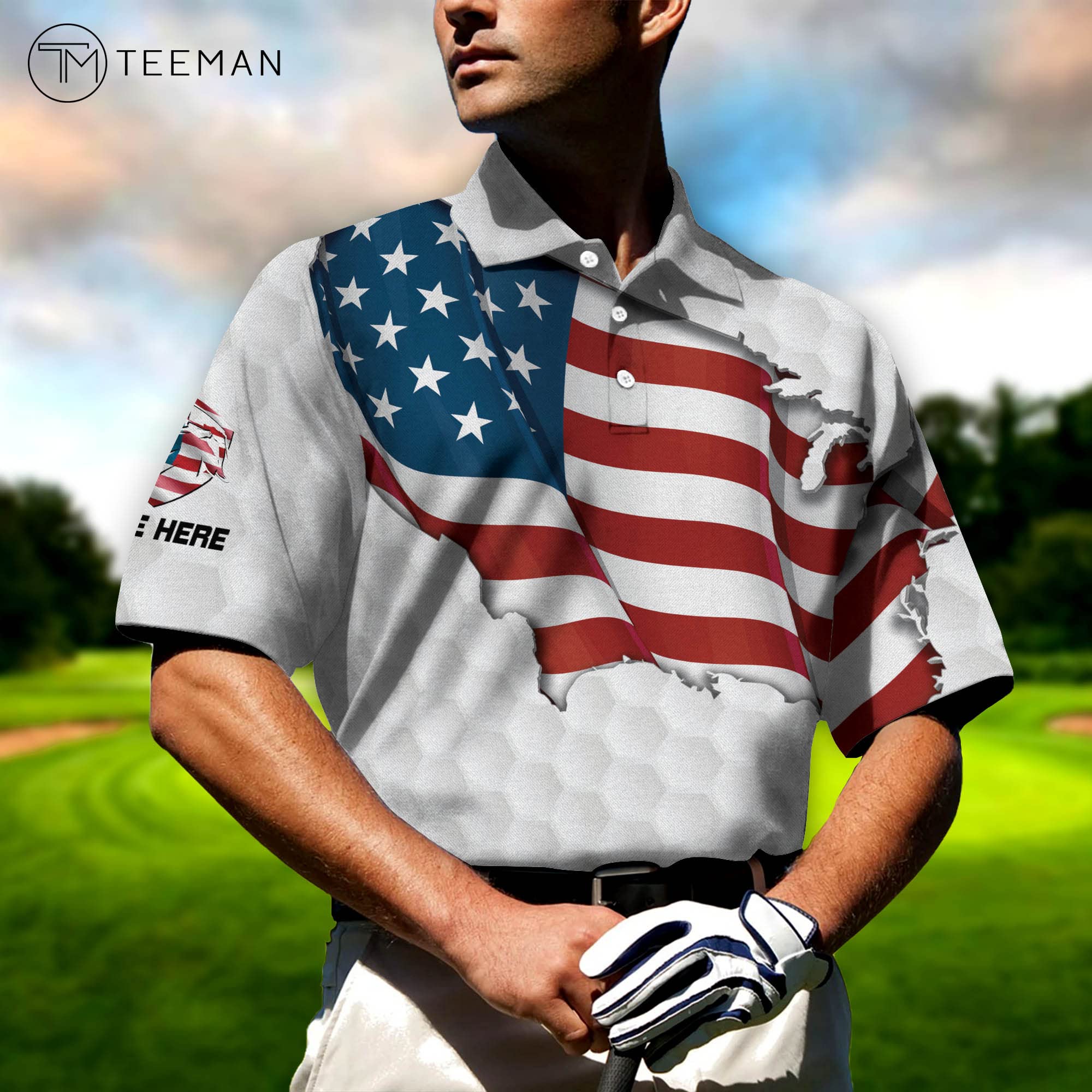 Custom Men's Golf Shirts - USA Flag Patriotic Dry Fit Polo for Golf & Casual Wear | Perfect for Golf Tournaments, 4th of July & Outdoor Activities