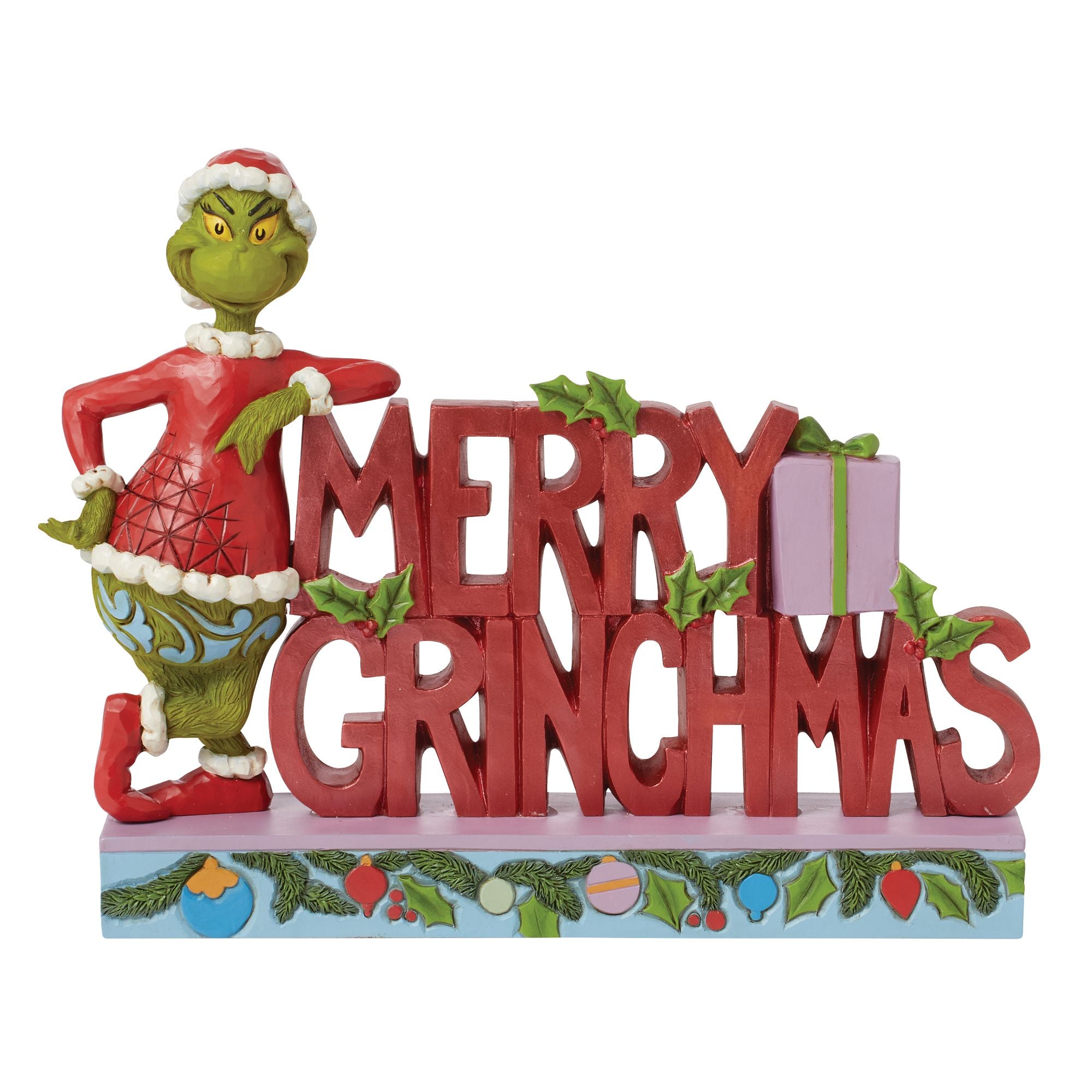 Grinch Merry Grinchmas Word Art - Festive Christmas Decor for Home, Office & Holiday Parties - Perfect for Xmas Tree Ornaments, Wall Decor & Gift Giving