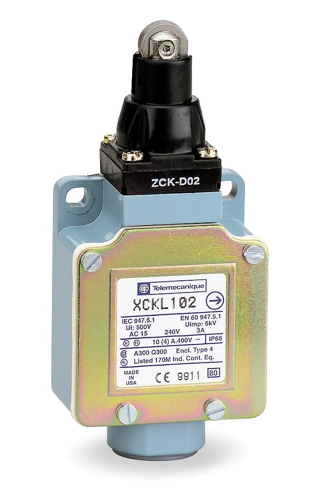 XCKL OsiSense XC Standard Limit Switch - 1 NO & 1 NC Snap-Action Contacts, Steel Roller Plunger, 1/2