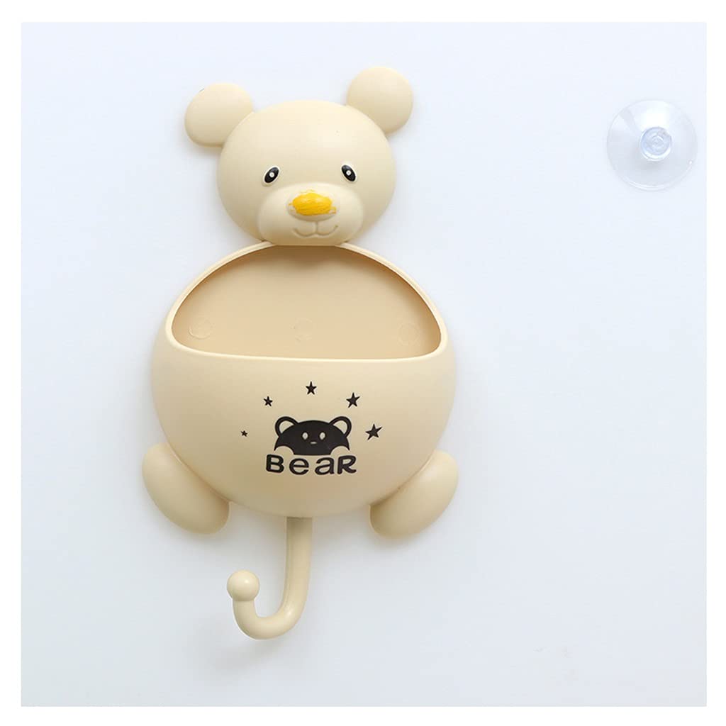 Classic Bear-Shaped Suction Wall-Mounted Soap Holder & Towel Hook - Bathroom & Shower Organizer for Home, Restaurant, Office (Beige) - Perfect for Small Spaces & Clutter-Free Bathrooms