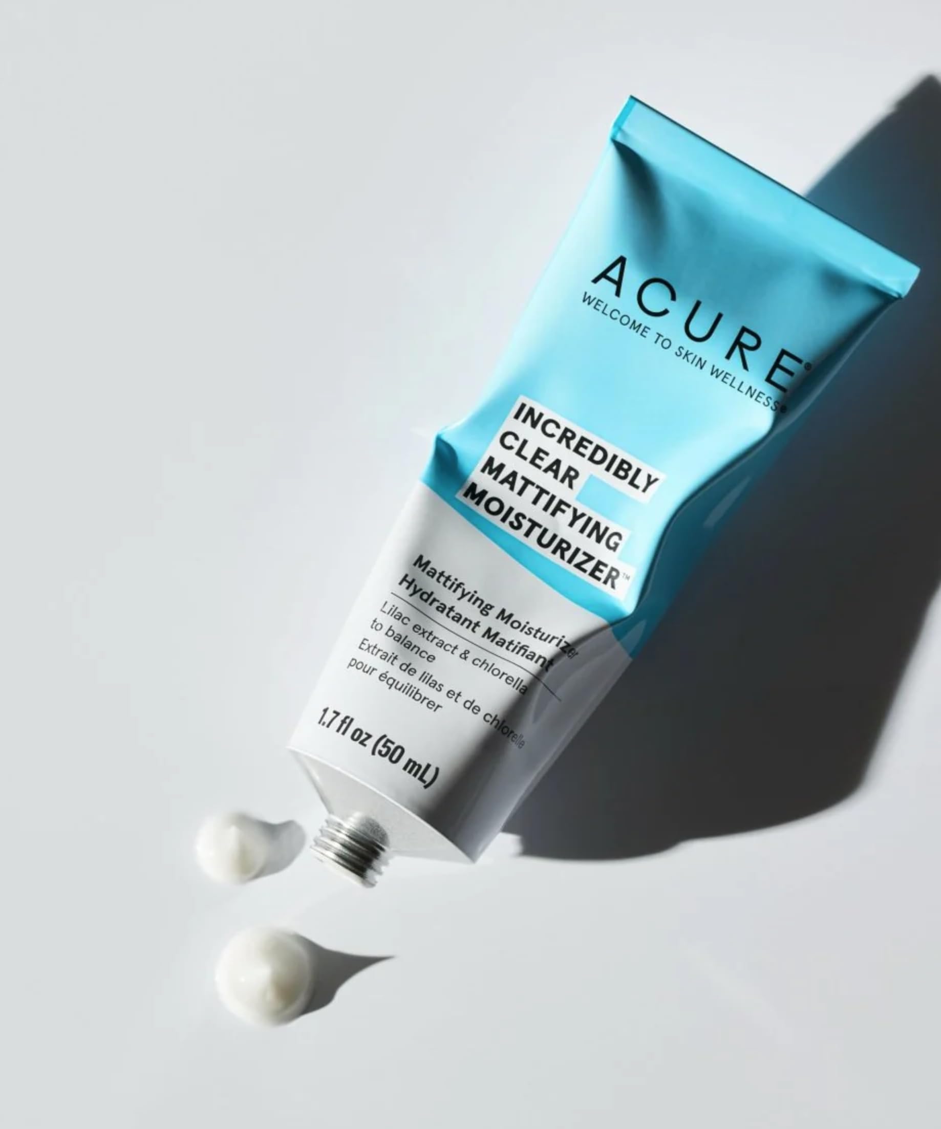 Acure Incredibly Clear Mattifying Face Moisturizer - Oil-Free Facial Cream with Lilac Extract & Chlorella for Skin Clarity, Smooth Texture & Pore Toning - Matte Finish Moisturizer for Oily & Combination Skin - 1.7 oz - Perfect for Daily Skincare Routine & Makeup Prep
