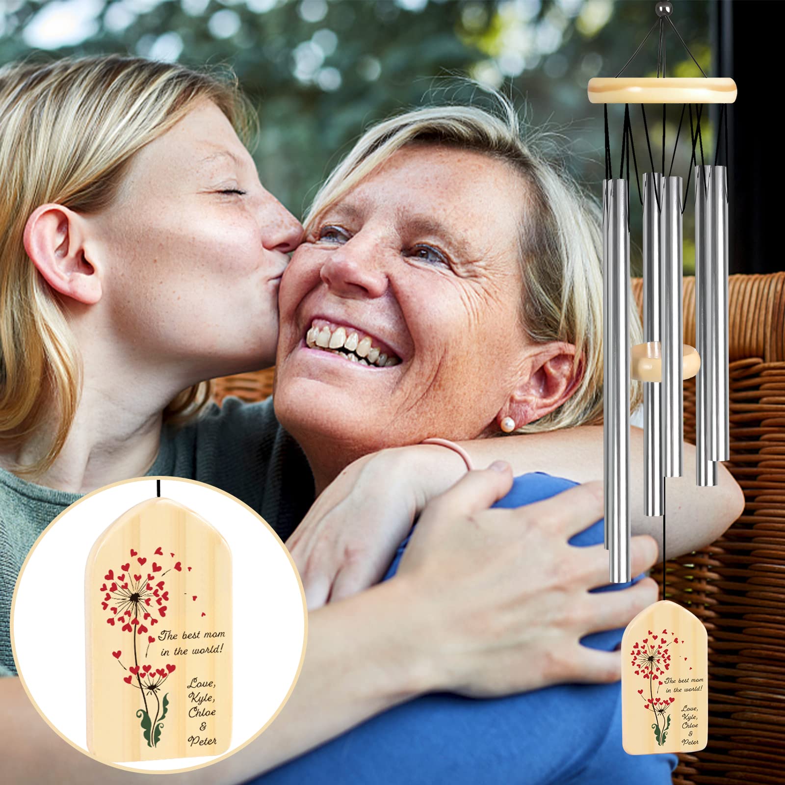 Personalized Wind Chimes for Mom - Thoughtful Mother's Day, Birthday & Christmas Gifts for Women - Perfect for Outdoor Garden, Patio & Home Decor