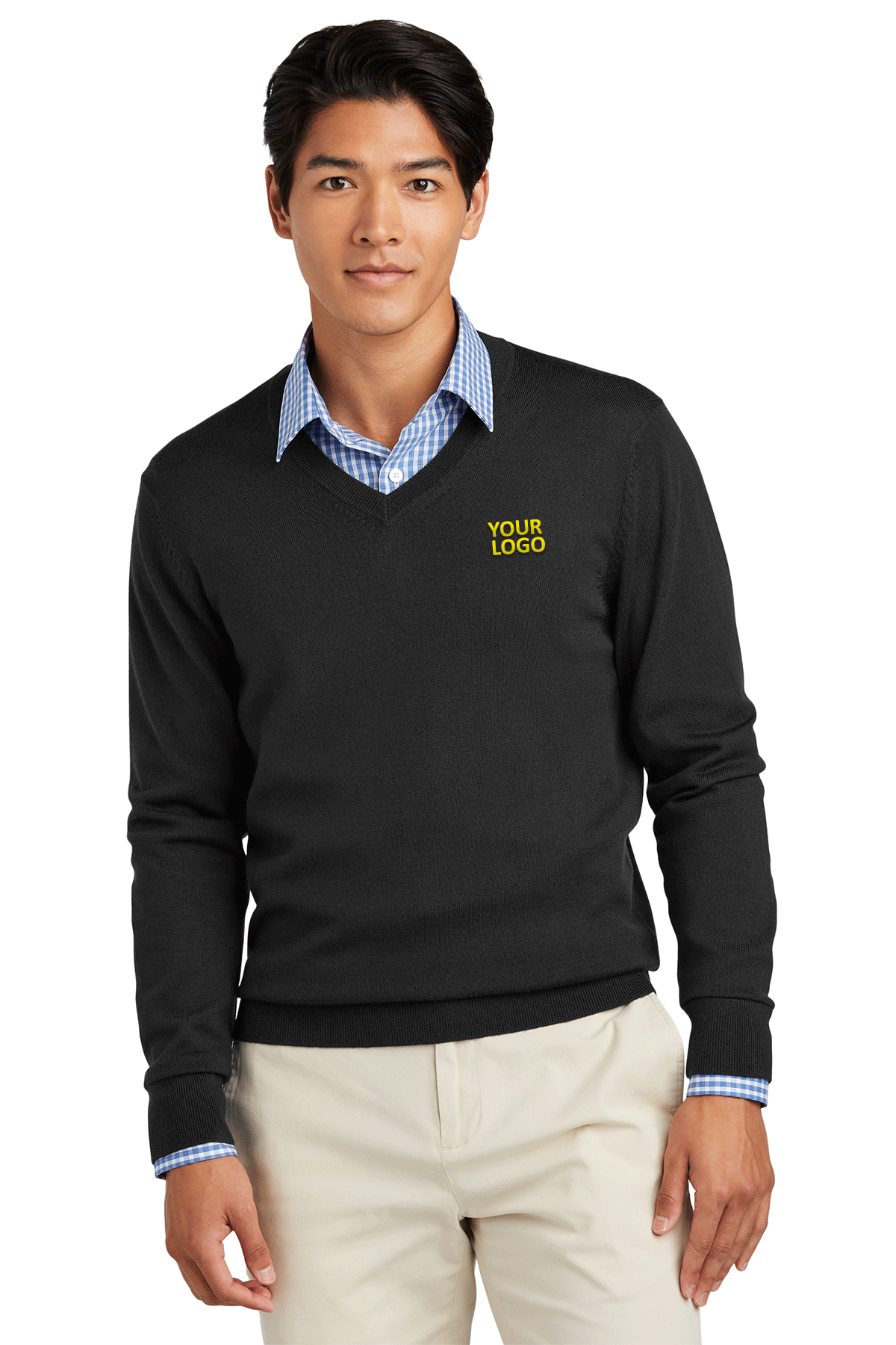 Brooks Brothers Washable Merino Wool V-Neck Sweater for Men - Soft & Breathable Custom Fit Pullover - Perfect for Office Wear & Casual Outfits