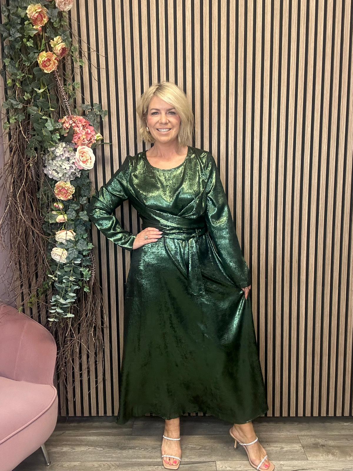 Elegant Clarine Long Dress in Green - Perfect for Weddings, Parties & Formal Events | Women's Maxi Dress