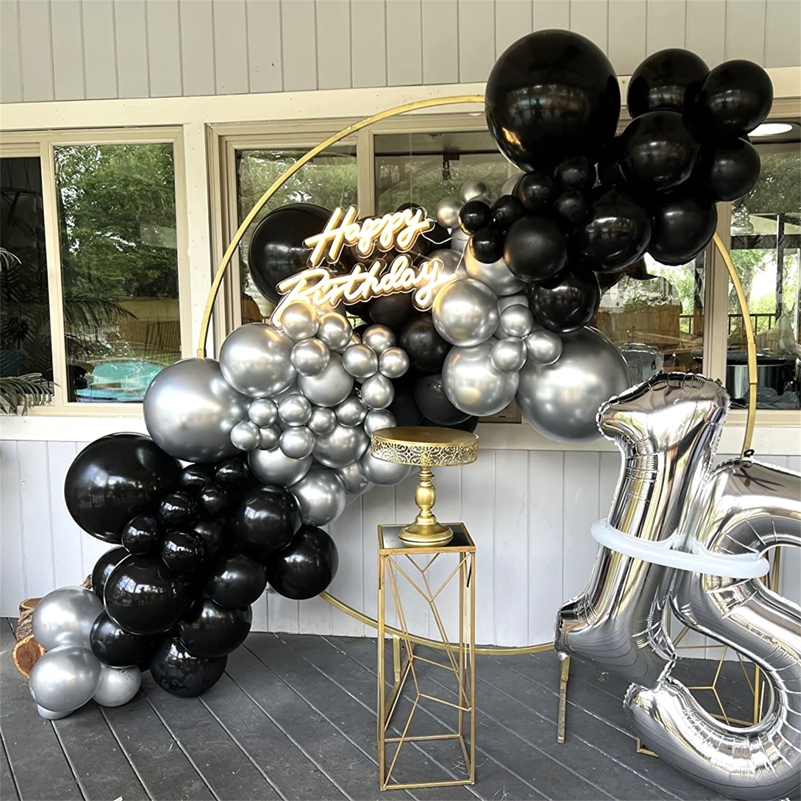 12 Inch Metallic Silver & Black Confetti Latex Balloons Set - Elegant Party Decor for Birthday, Baby Shower, Wedding, Graduation & New Year Celebrations | Perfect for Men's Events, Boys Parties & Helium Balloon Displays