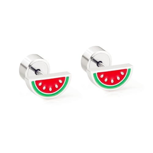 Silver watermelon earring