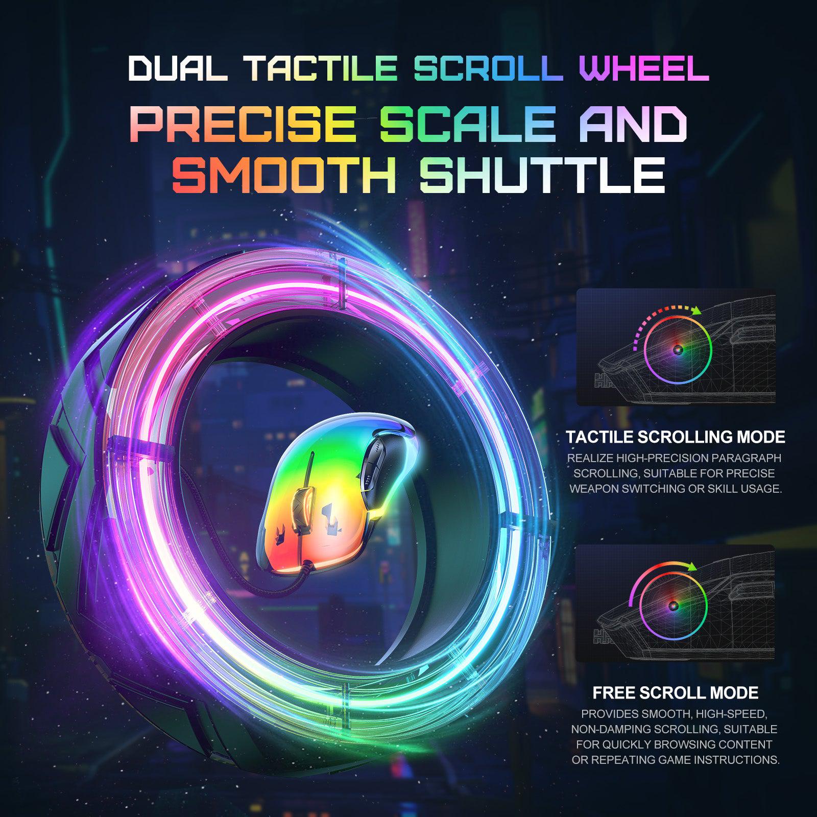 ONIKUMA CW925 RGB Backlit Wired Gaming Mouse - 12800 DPI Adjustable, Lightweight Ergonomic Design, Transparent Black Shell for PC, Laptop, PS4, PS5 Gaming | Perfect for FPS, MOBA & Esports