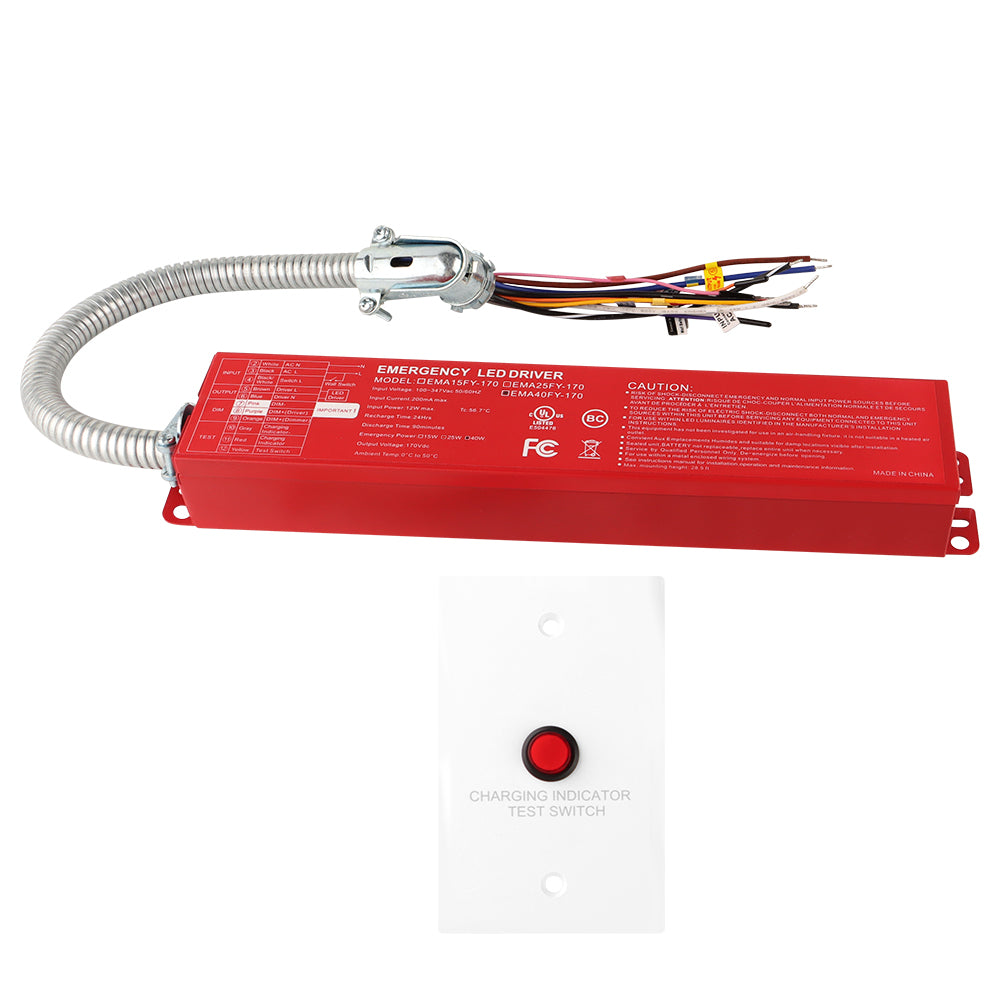 40W LED Emergency Backup Driver - Constant Power, 100-277V AC Input, 170V DC Output - Perfect for Commercial Lighting & Power Outage Preparedness