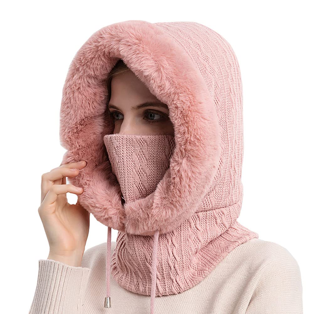 Women's Fleece Ski Mask Balaclava - Winter Face Cover Hood with Neck Protection for Skiing, Snowboarding, Hiking & Dog Walking - Cold Weather Outdoor Sports Accessory