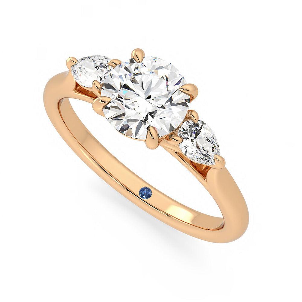Exquisite Round Cut Three Stone Moissanite Engagement Ring with Hidden Anniversary Accent - Perfect for Proposals, Weddings & Anniversary Gifts