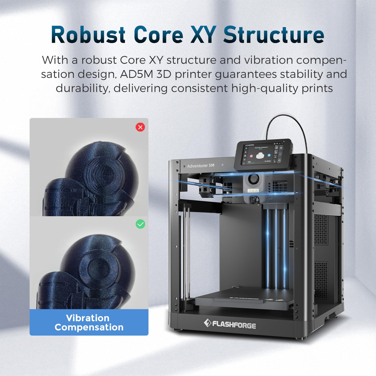 Flashforge Adventurer 5M 3D Printer for Beginners - 600mm/s High-Speed Printing with Direct Drive Extruder (280°C), Auto Leveling & 8.7x8.7x8.7in Flexible PEI Plate - Perfect for Home, School, DIY Projects, Prototyping, and Educational STEM Activities