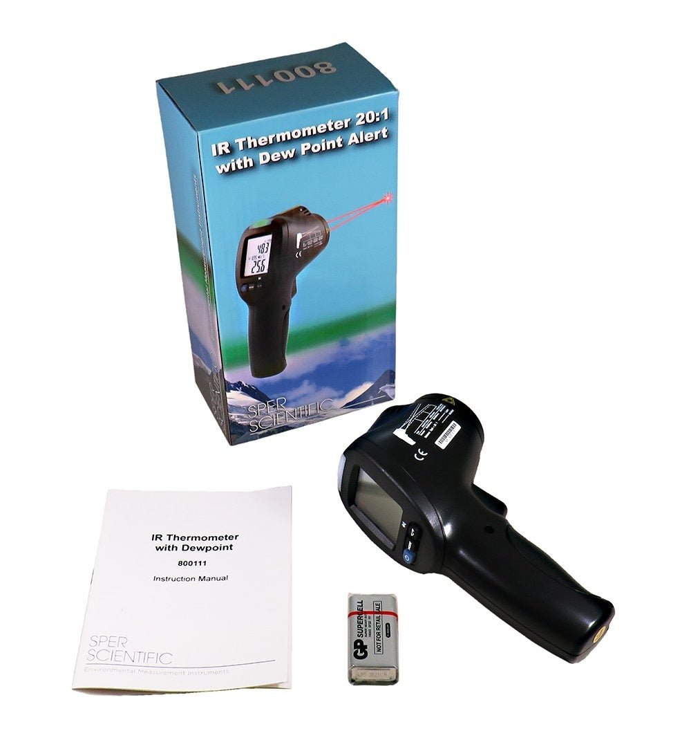 Advanced Infrared Thermometer with Dewpoint 20:1 Ratio & 605°F Range - Perfect for HVAC, Industrial, and Home Temperature Measurement