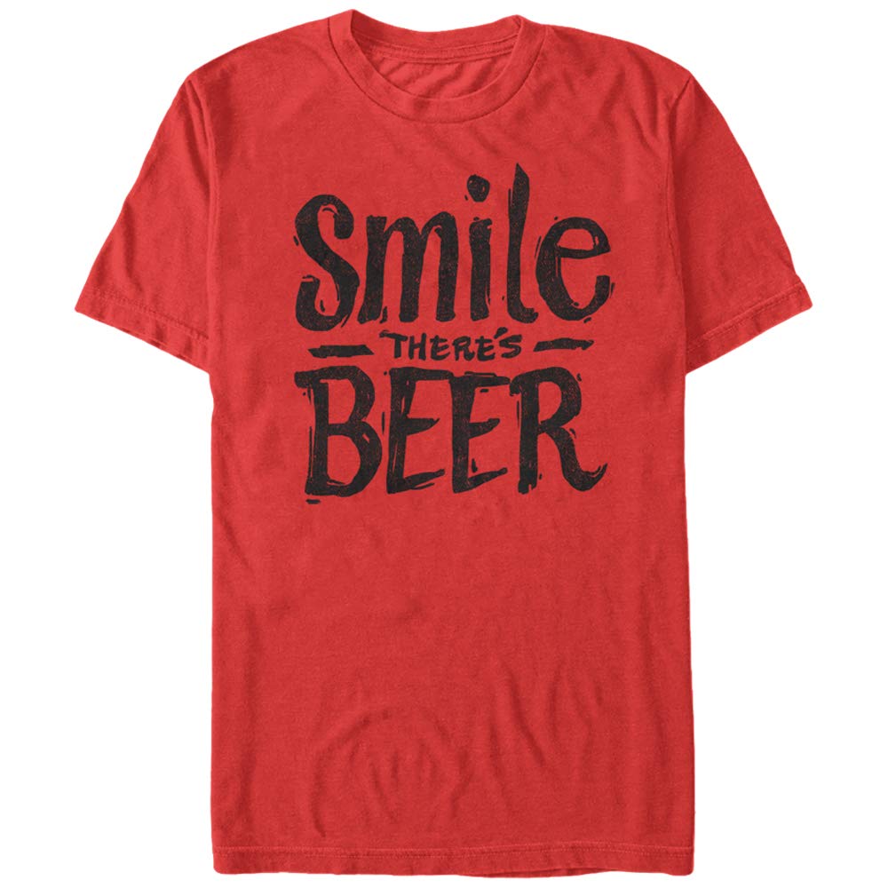 LOST GODS Men's Smile There's Beer Graphic T-Shirt - Casual Funny Beer Lover Tee for Parties & Gifts