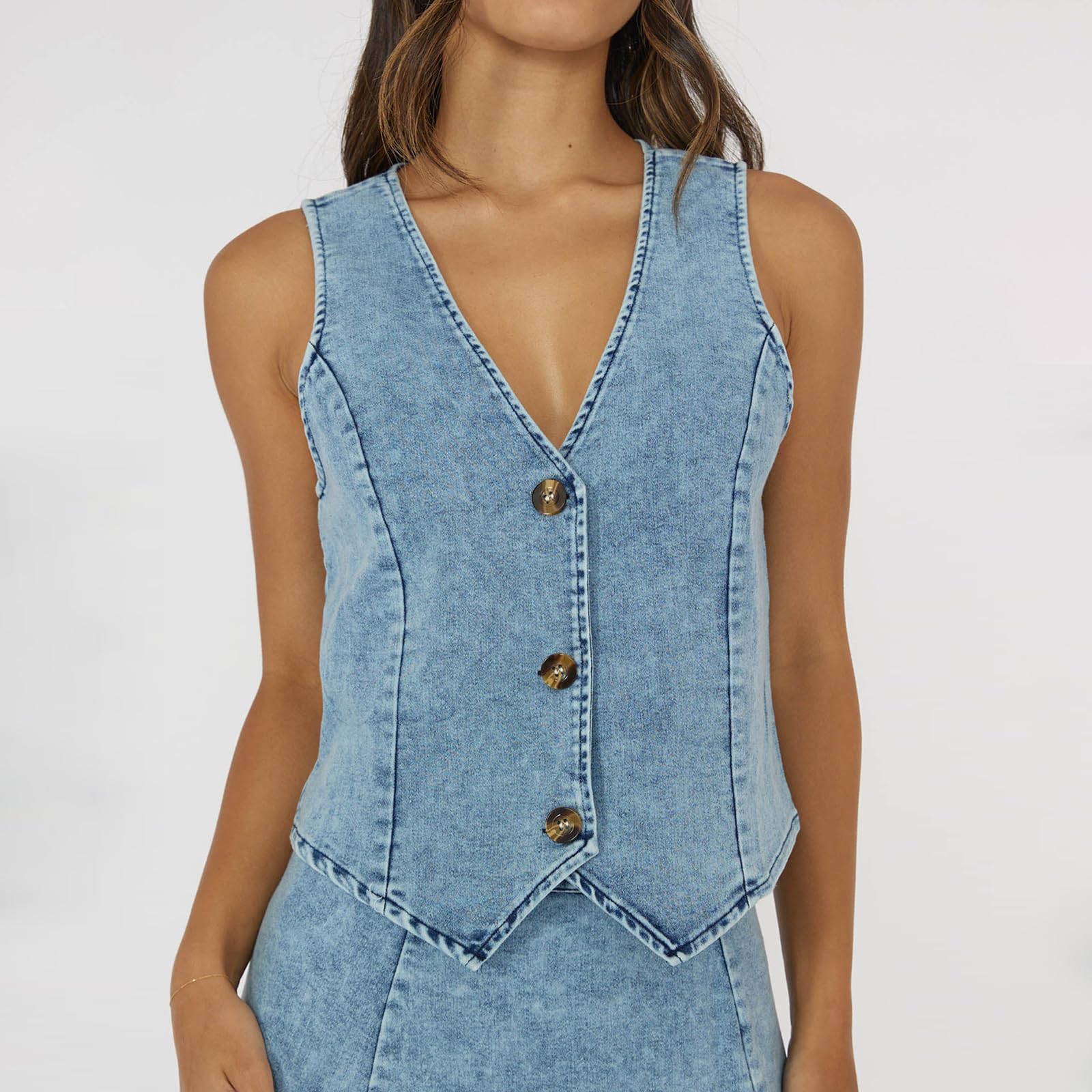 Women's Sleeveless Denim Vest - Y2K Fashion Button Up Jean Tank Top for Casual Summer Outfits | Perfect for Music Festivals, Beach Days & Streetwear Looks