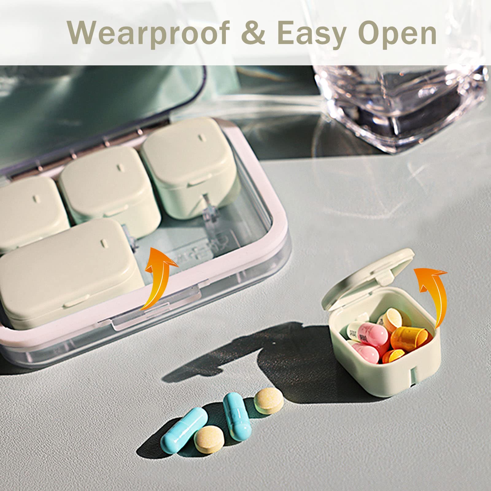 SOFISO 4/6 Grid Free Assembly Travel Pill Organizer - 10 Day Portable Medicine Box with Waterproof Design for Vitamins, Fish Oil & Supplements - Perfect for Daily Medication, Travel & Home Use