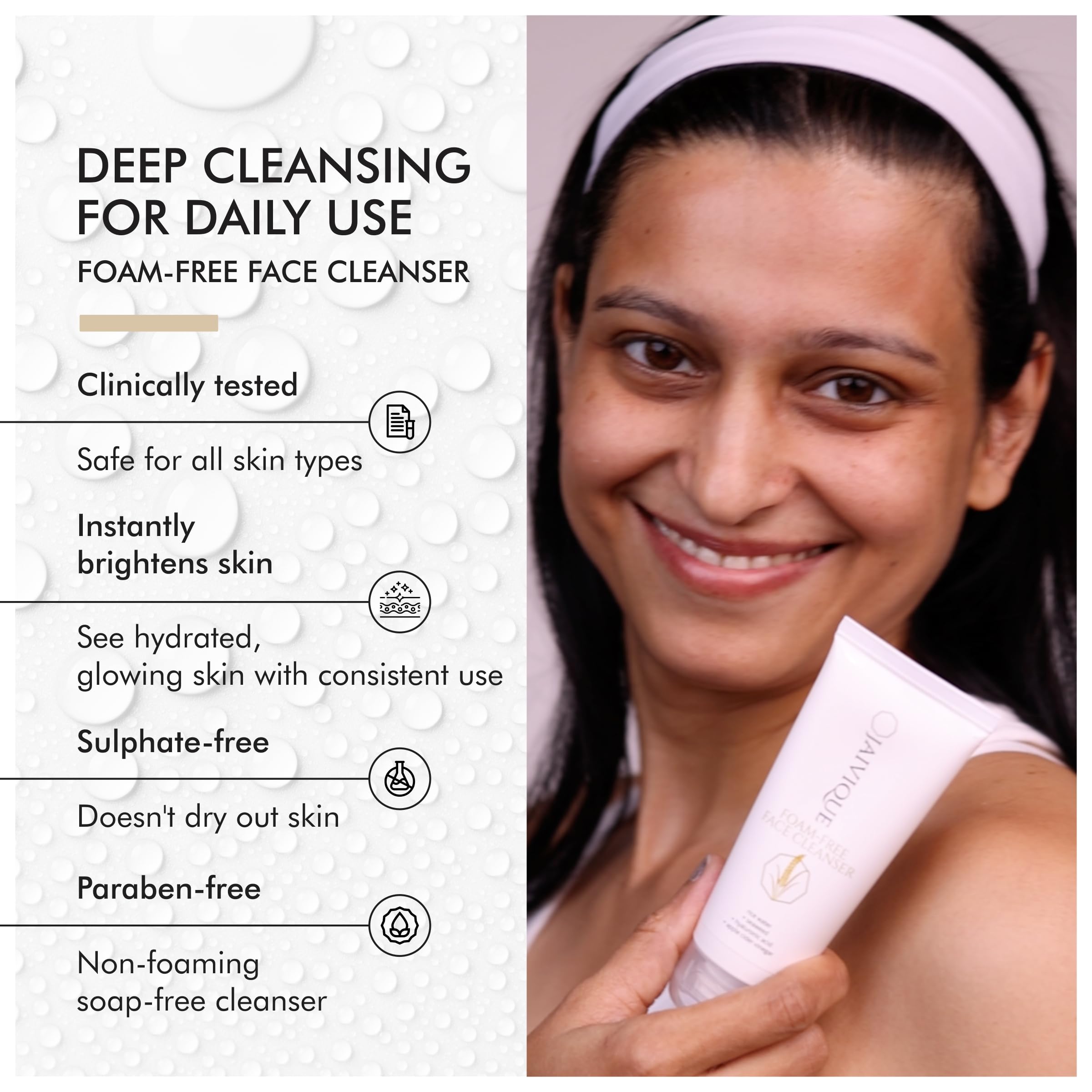 Jaivique Foam Free Face Cleanser for Dry Skin - Instantly Brightening & Deep Cleansing Formula | Gentle Non-Irritating Acne Treatment | Perfect for Morning & Night Skincare Routine